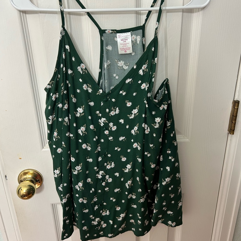 No Boundaries Green Floral Camisole